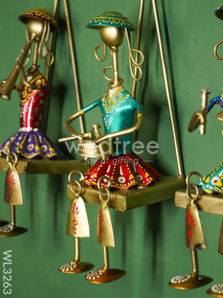 Handpainted Rajasthani Metal Musician Dolls - Set of 3 - WL3263