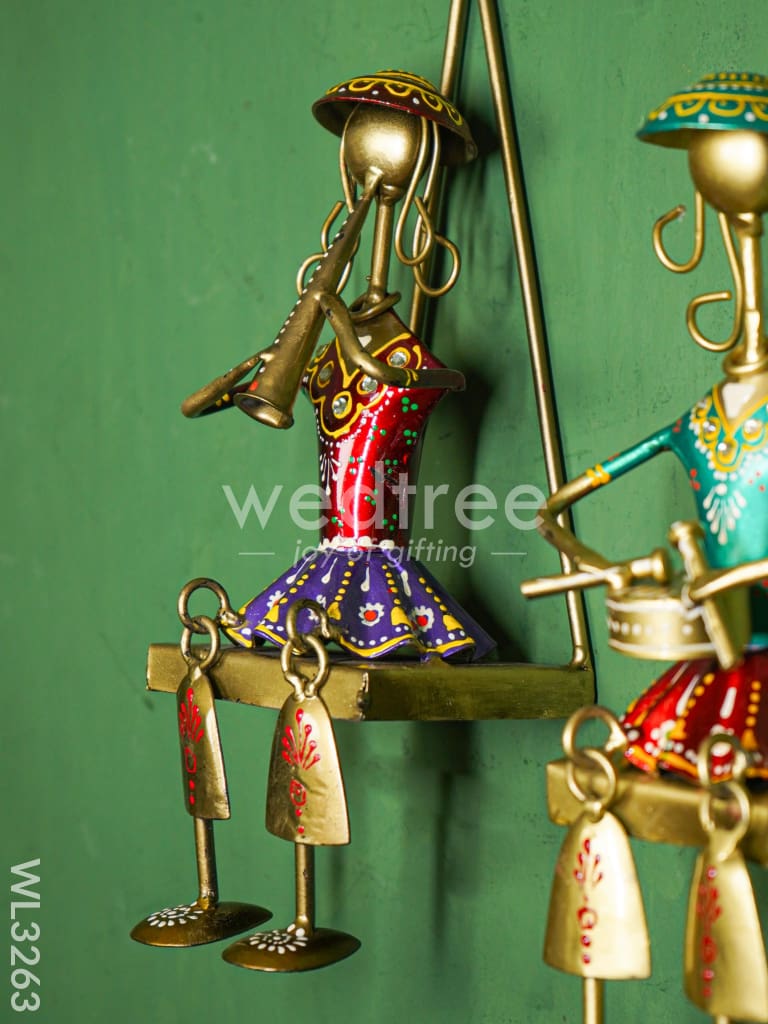 Handpainted Rajasthani Metal Musician Dolls - Set of 3 - WL3263
