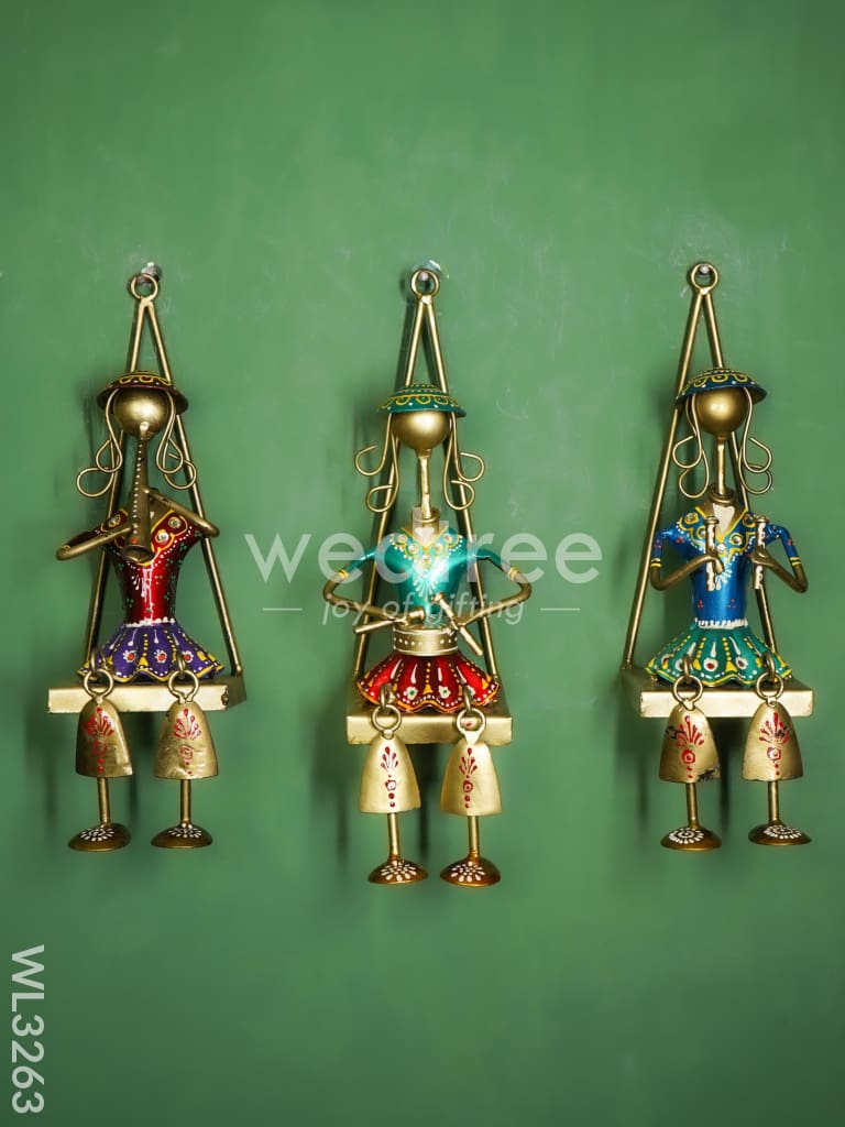 Handpainted Rajasthani Metal Musician Dolls - Set of 3 - WL3263