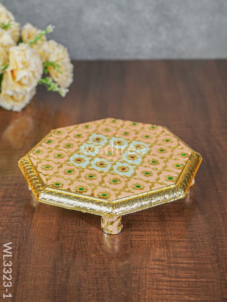 Hexagon Shaped Meenakari Bajot - 8 x 8 inch - WL3323-1