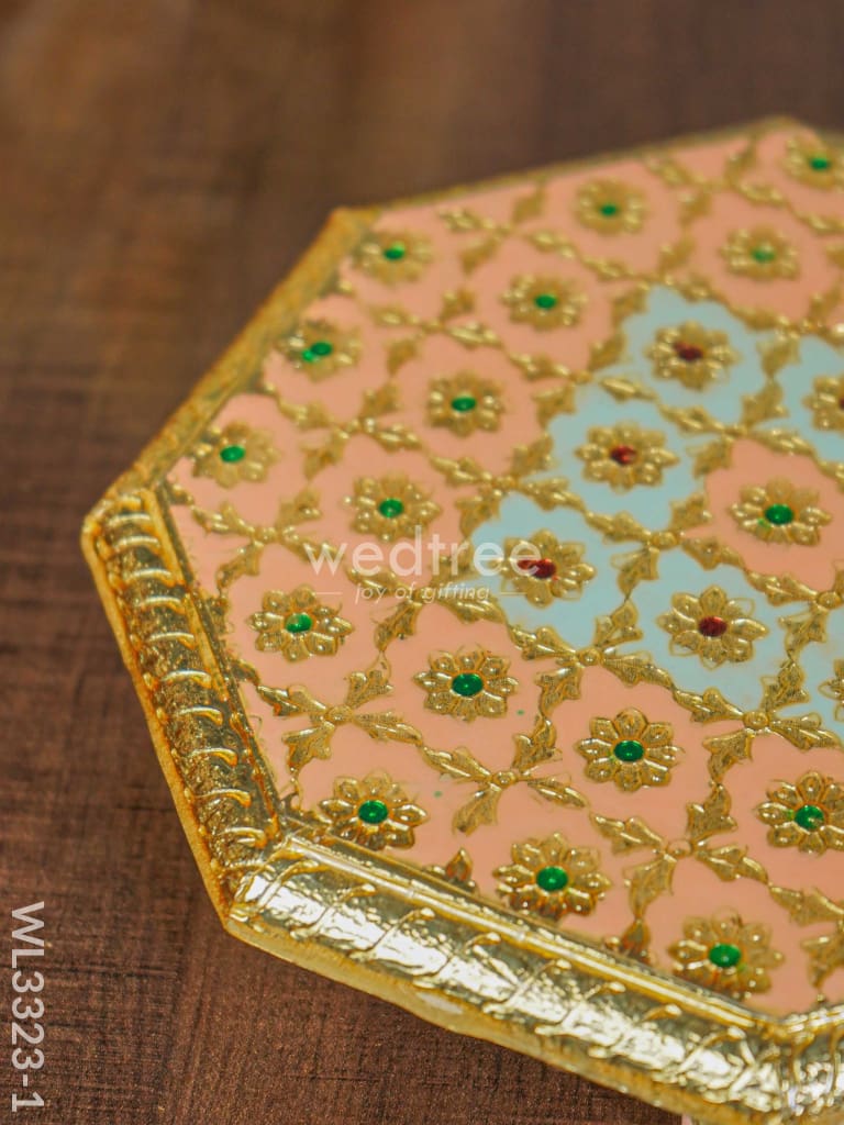 Hexagon Shaped Meenakari Bajot - 8 x 8 inch - WL3323-1