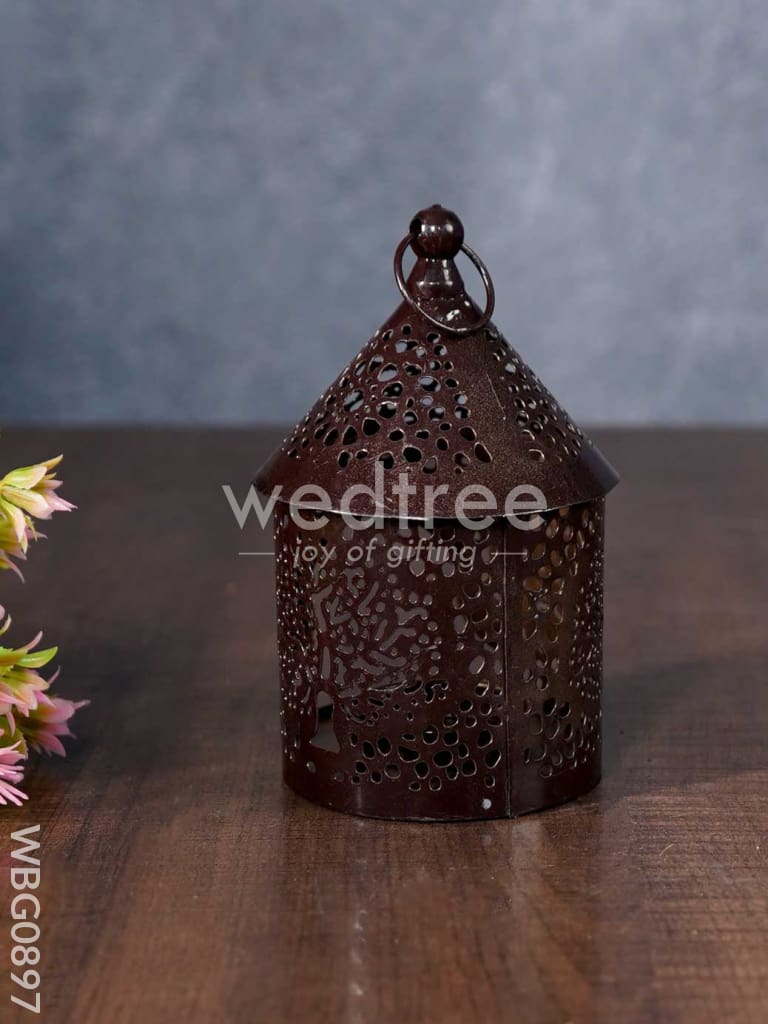 Home Décor Metal Hanging Lantern with T-light Holder in Distressed Finish - WBG0897