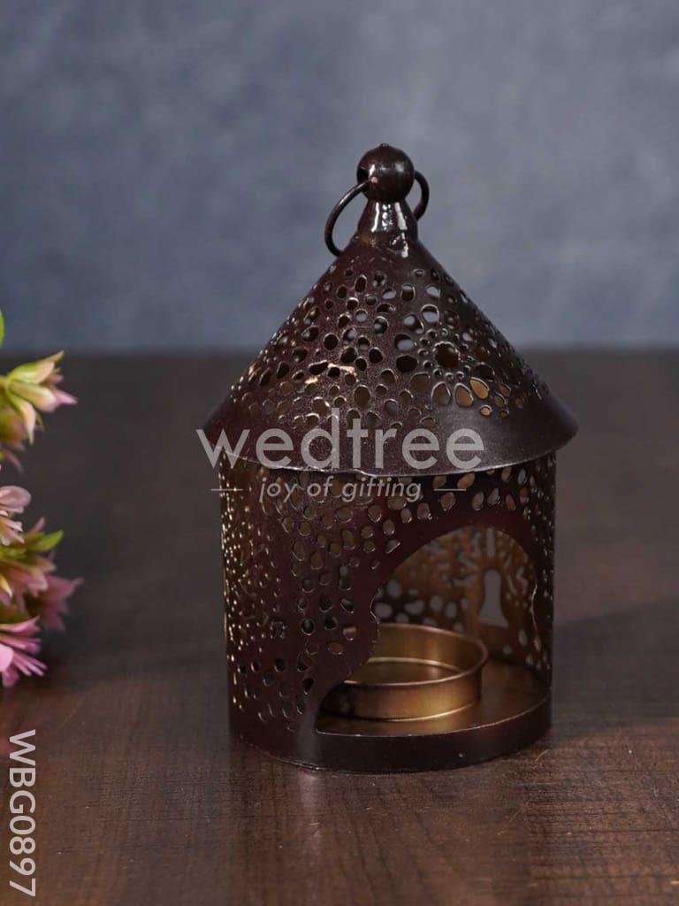 Home Décor Metal Hanging Lantern with T-light Holder in Distressed Finish - WBG0897
