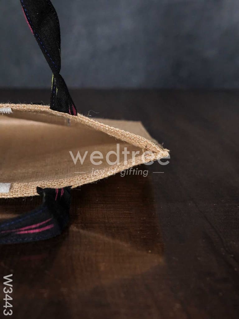Ikkat Jute Bag with Front Pocket - W3443