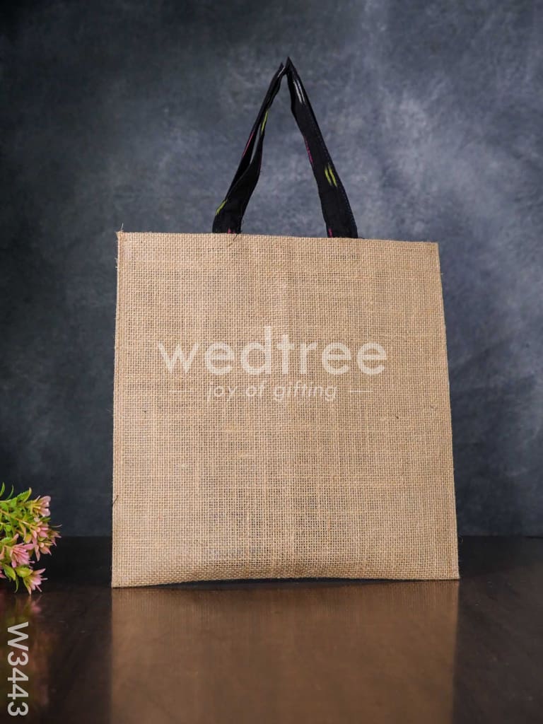 Ikkat Jute Bag with Front Pocket - W3443