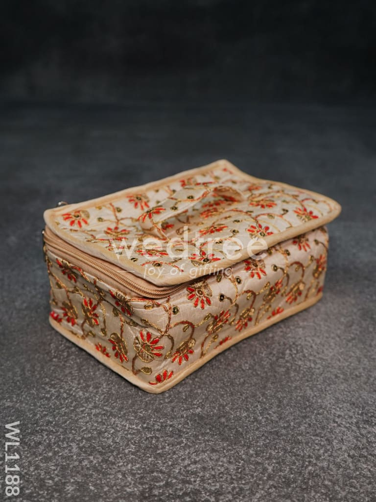 Jewel Pouch with Floral Design and Chumki Embroidery Work -(9x6)- WL1188