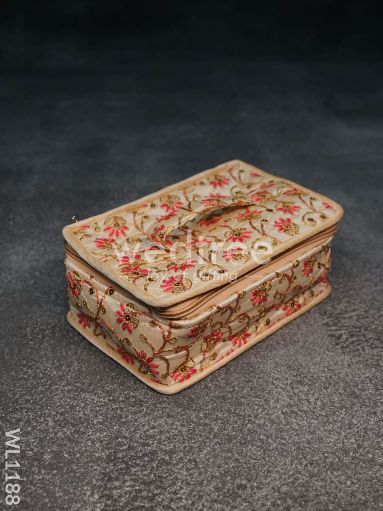 Jewel Pouch with Floral Design and Chumki Embroidery Work -(9x6)- WL1188