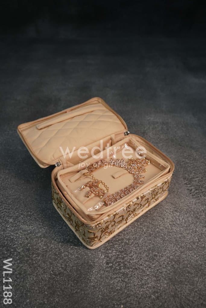 Jewel Pouch with Floral Design and Chumki Embroidery Work -(9x6)- WL1188