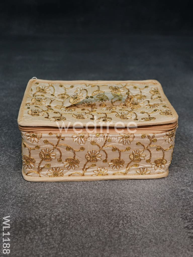 Jewel Pouch with Floral Design and Chumki Embroidery Work -(9x6)- WL1188