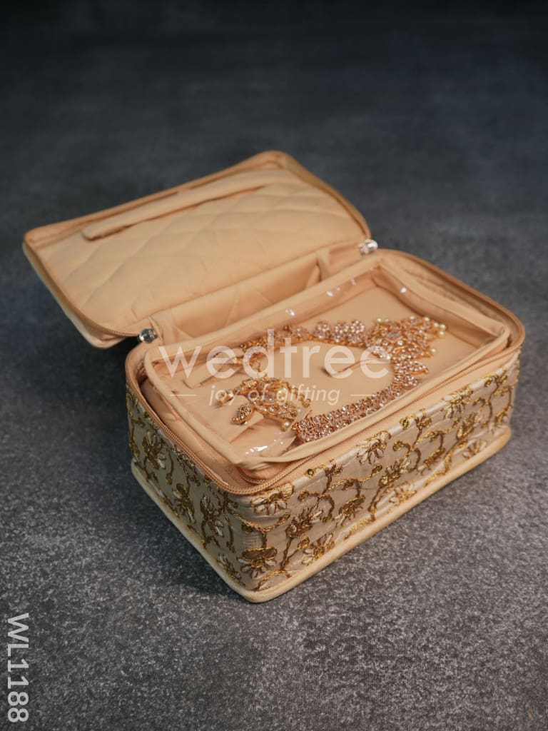 Jewel Pouch with Floral Design and Chumki Embroidery Work -(9x6)- WL1188
