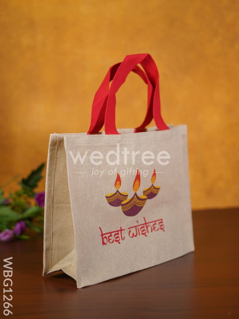 Juco Bag with Deepam & Best Wishes - WBG1266