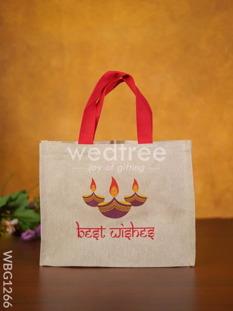 Juco Bag with Deepam & Best Wishes - WBG1266