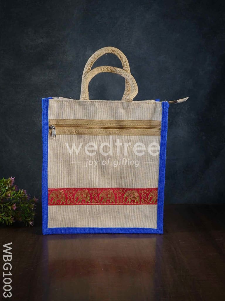 Juco Bag with Zari Lace and Front Zipper - WBG1003