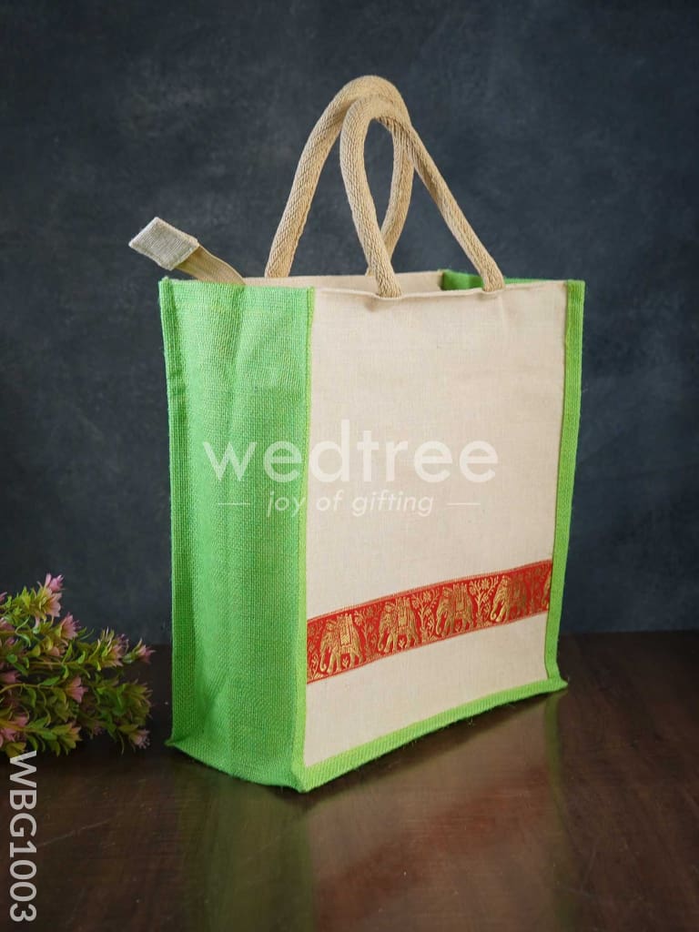 Juco Bag with Zari Lace and Front Zipper - WBG1003