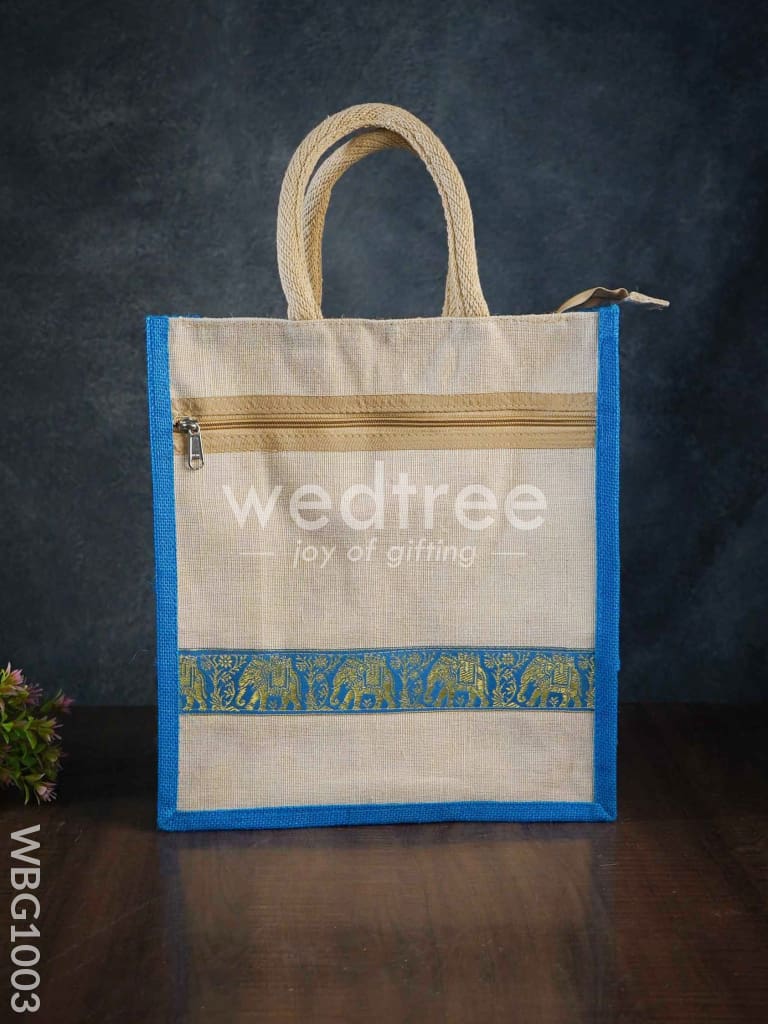 Juco Bag with Zari Lace and Front Zipper - WBG1003