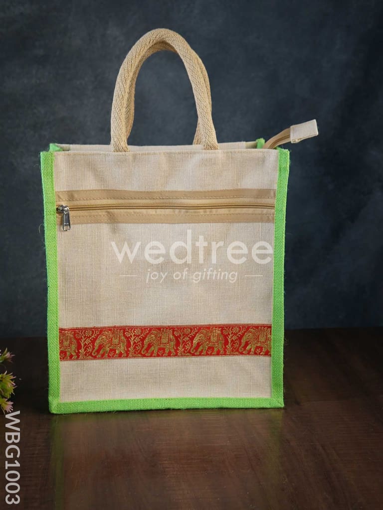 Juco Bag with Zari Lace and Front Zipper - WBG1003