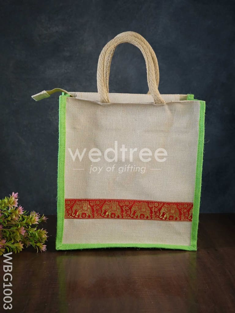 Juco Bag with Zari Lace and Front Zipper - WBG1003