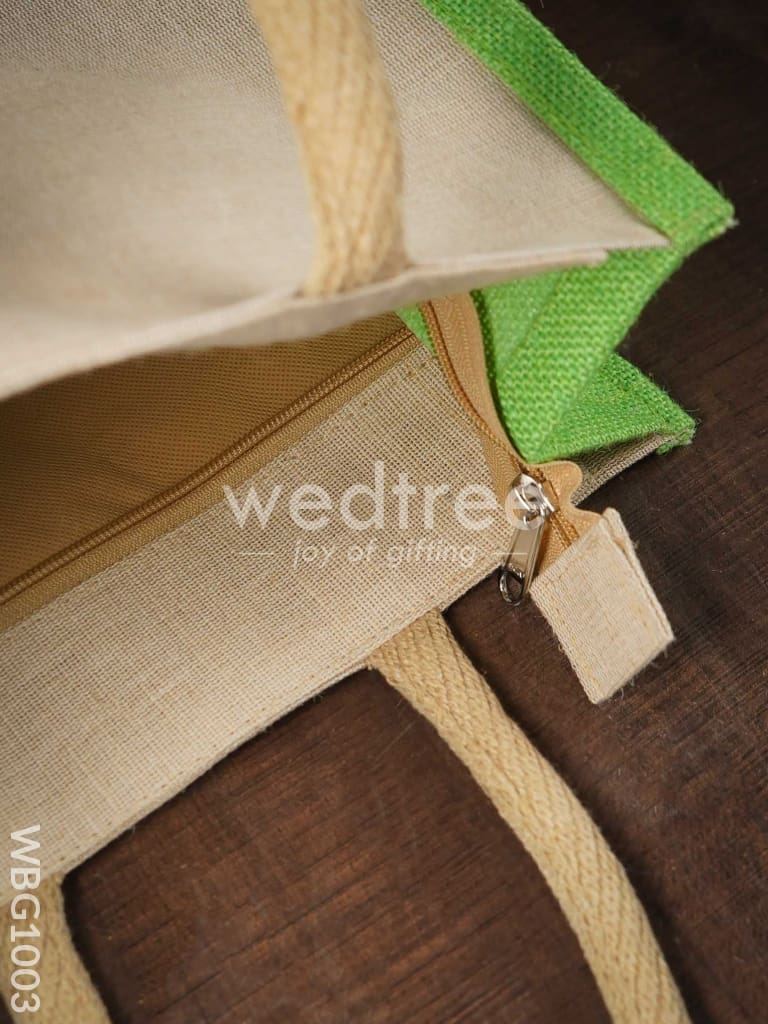 Juco Bag with Zari Lace and Front Zipper - WBG1003