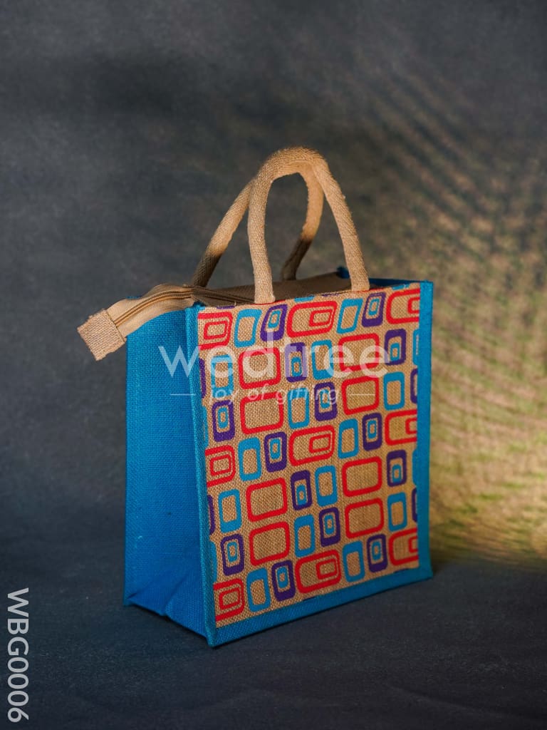 Jute bag - 3 colour box (medium) in natural color and zipper - WBG0006