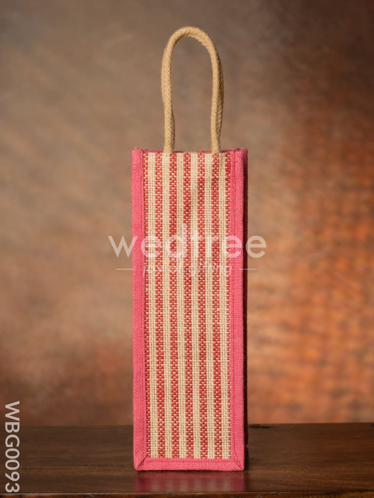 Jute Bag for Water Bottle with Vertical Stripes - WBG0093