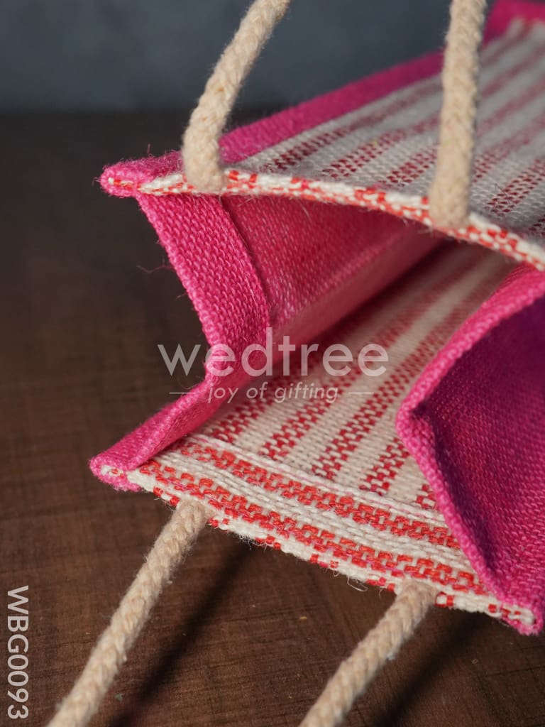 Jute Bag for Water Bottle with Vertical Stripes - WBG0093