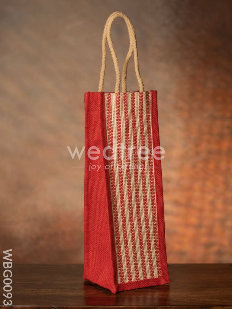 Jute Bag for Water Bottle with Vertical Stripes - WBG0093