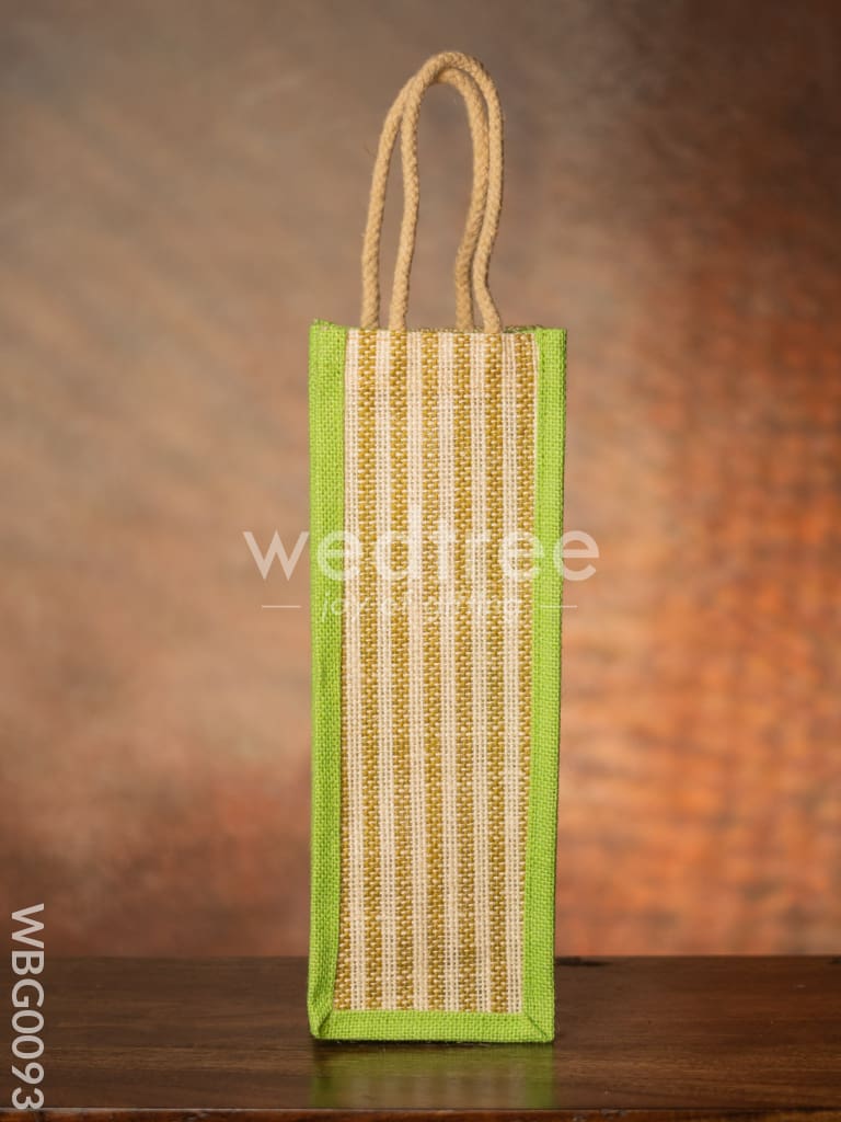 Jute Bag for Water Bottle with Vertical Stripes - WBG0093
