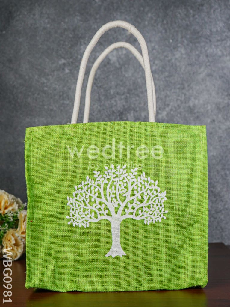 Jute Bag with Kalpavriksha Tree Print - WBG0981