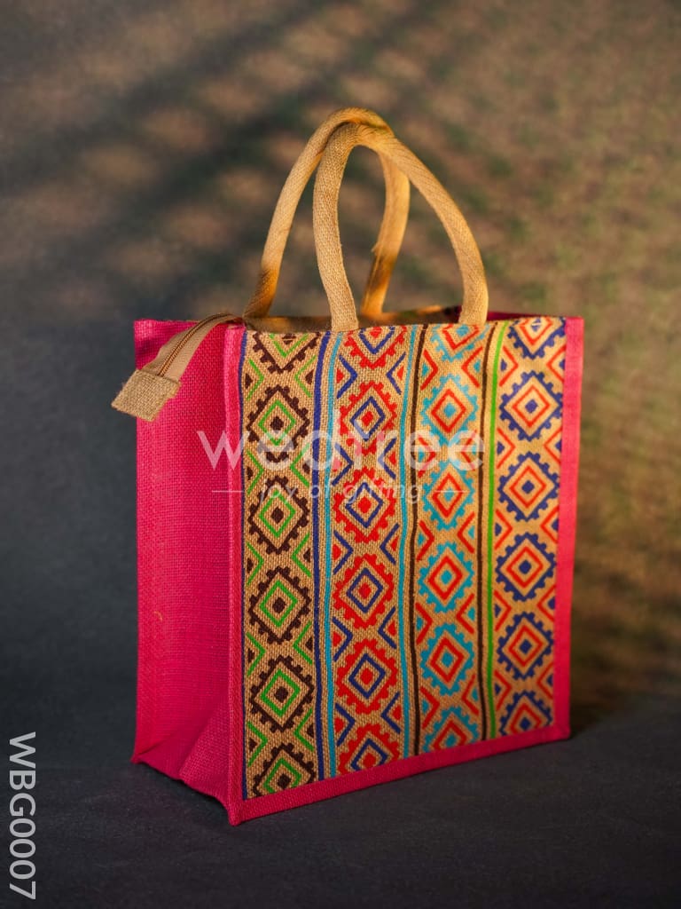 Jute Bag with Multi-colour Stripes - WBG0007
