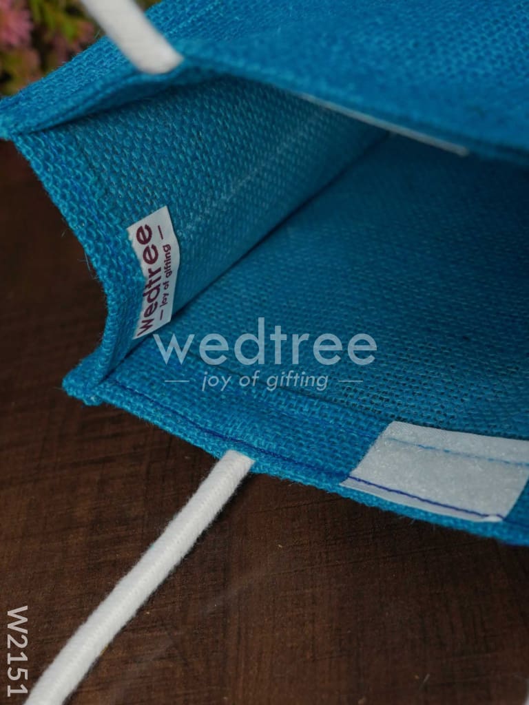 Jute Bag with Raw Silk Fabric & Velcro - W2151
