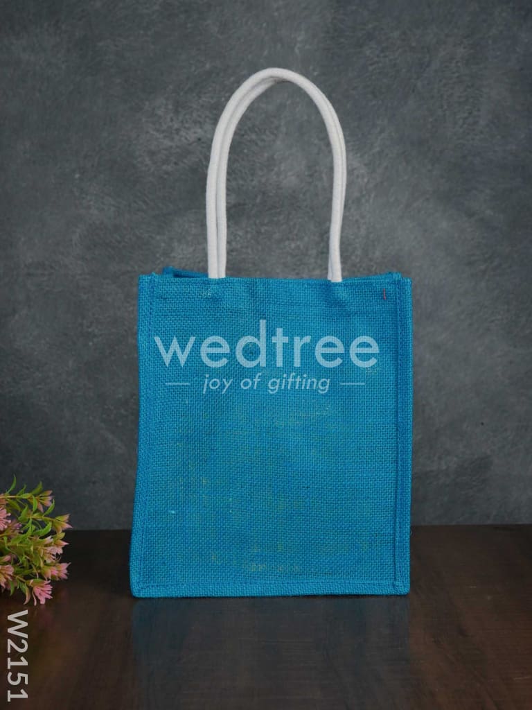 Jute Bag with Raw Silk Fabric & Velcro - W2151