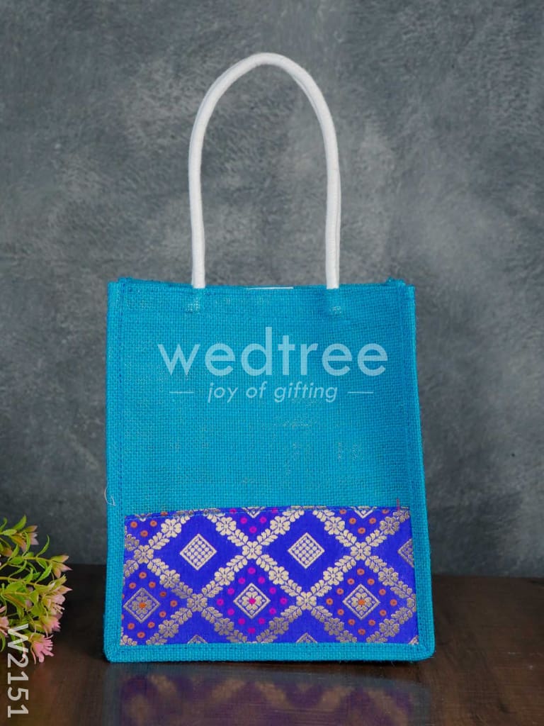 Jute Bag with Raw Silk Fabric & Velcro - W2151
