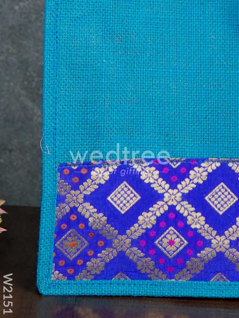 Jute Bag with Raw Silk Fabric & Velcro - W2151