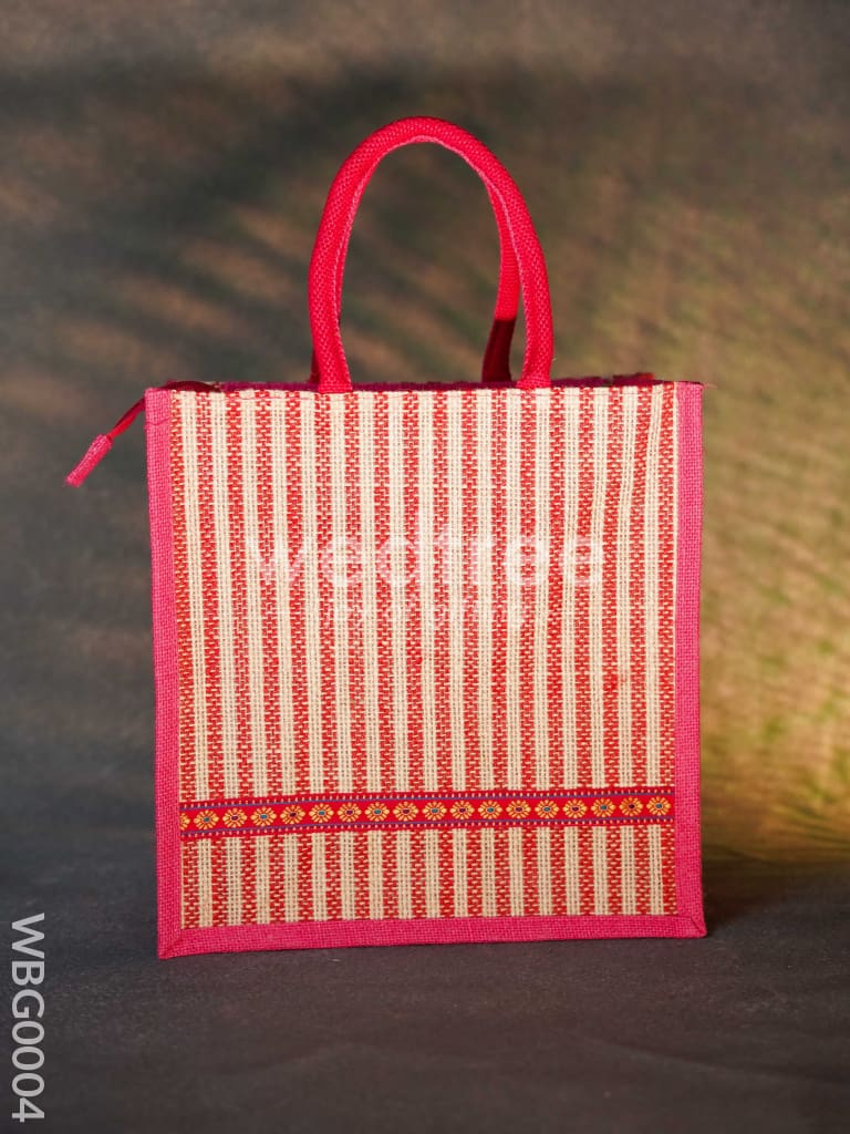 Jute Bag with Strip Prints - WBG0004
