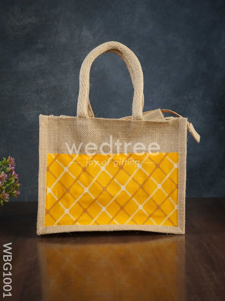 Jute Lunch Bag with Printed Fabric - WBG1001