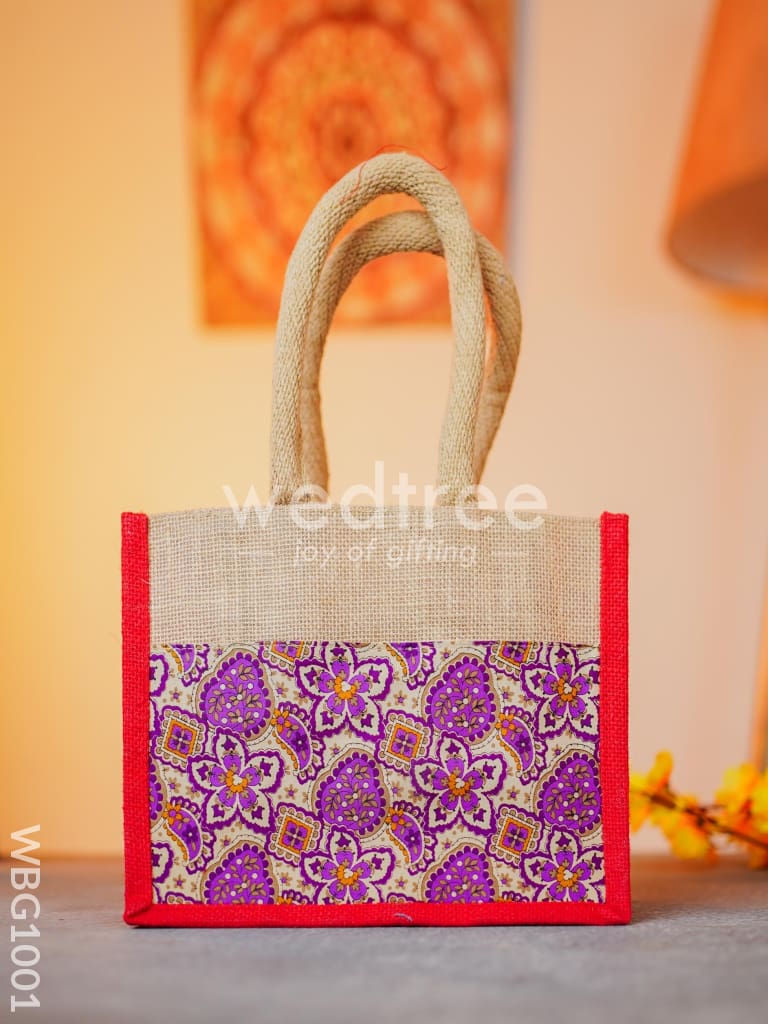 Jute Lunch Bag with Printed Fabric - WBG1001