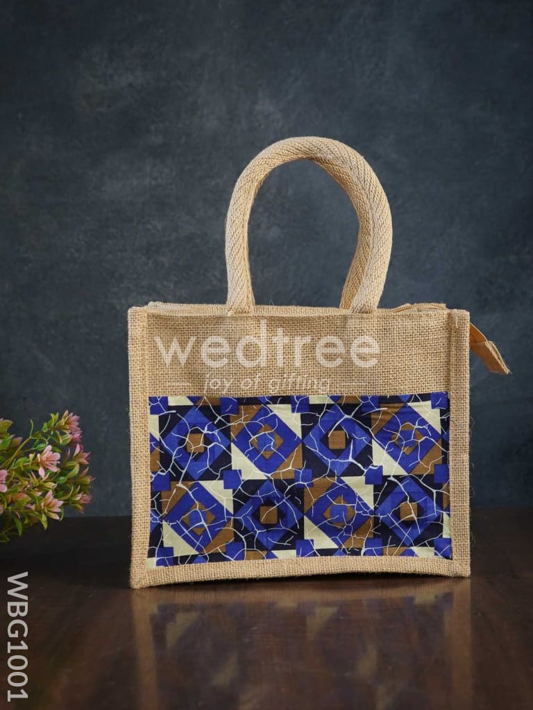 Jute Lunch Bag with Printed Fabric - WBG1001