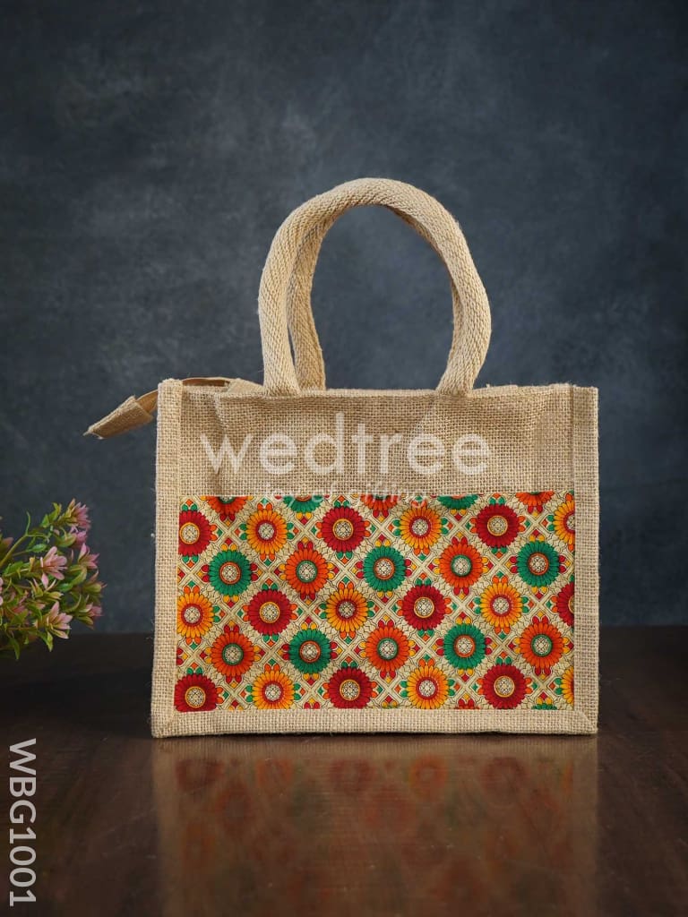Jute Lunch Bag with Printed Fabric - WBG1001