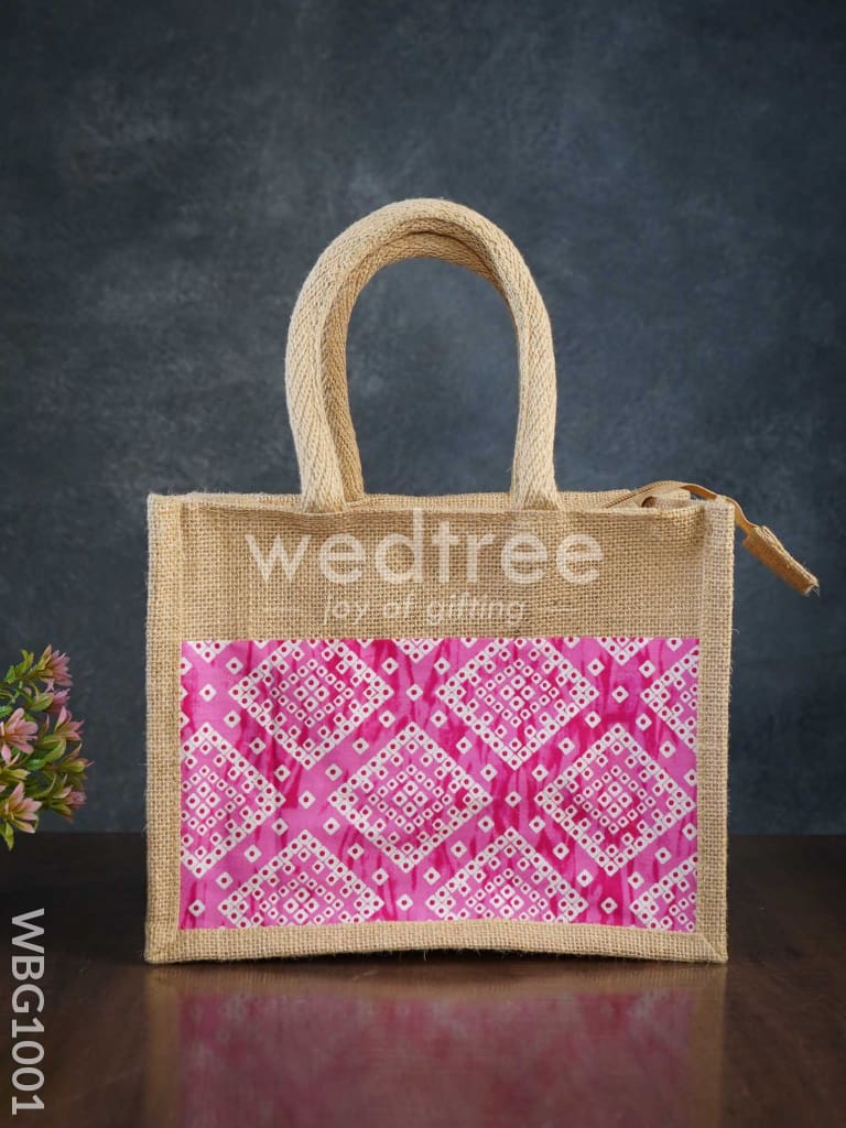 Jute Lunch Bag with Printed Fabric - WBG1001