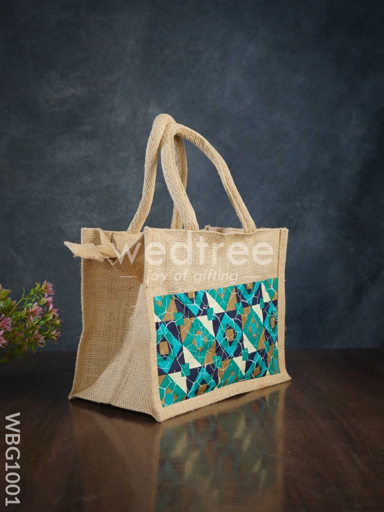 Jute Lunch Bag with Printed Fabric - WBG1001