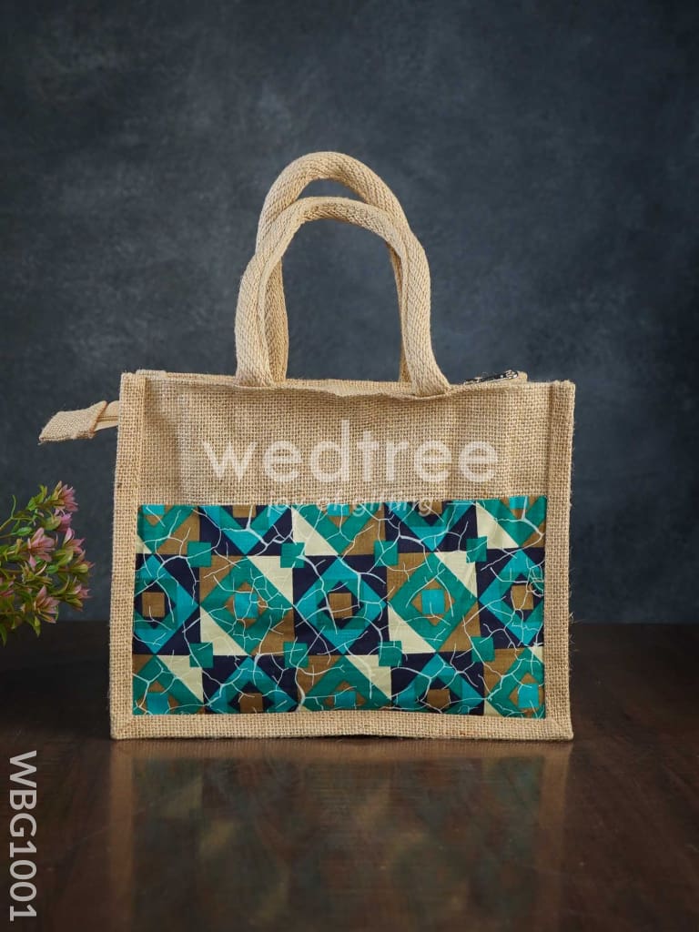 Jute Lunch Bag with Printed Fabric - WBG1001
