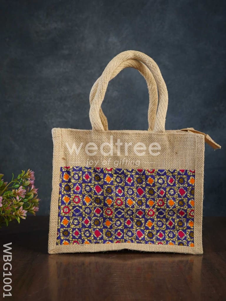 Jute Lunch Bag with Printed Fabric - WBG1001