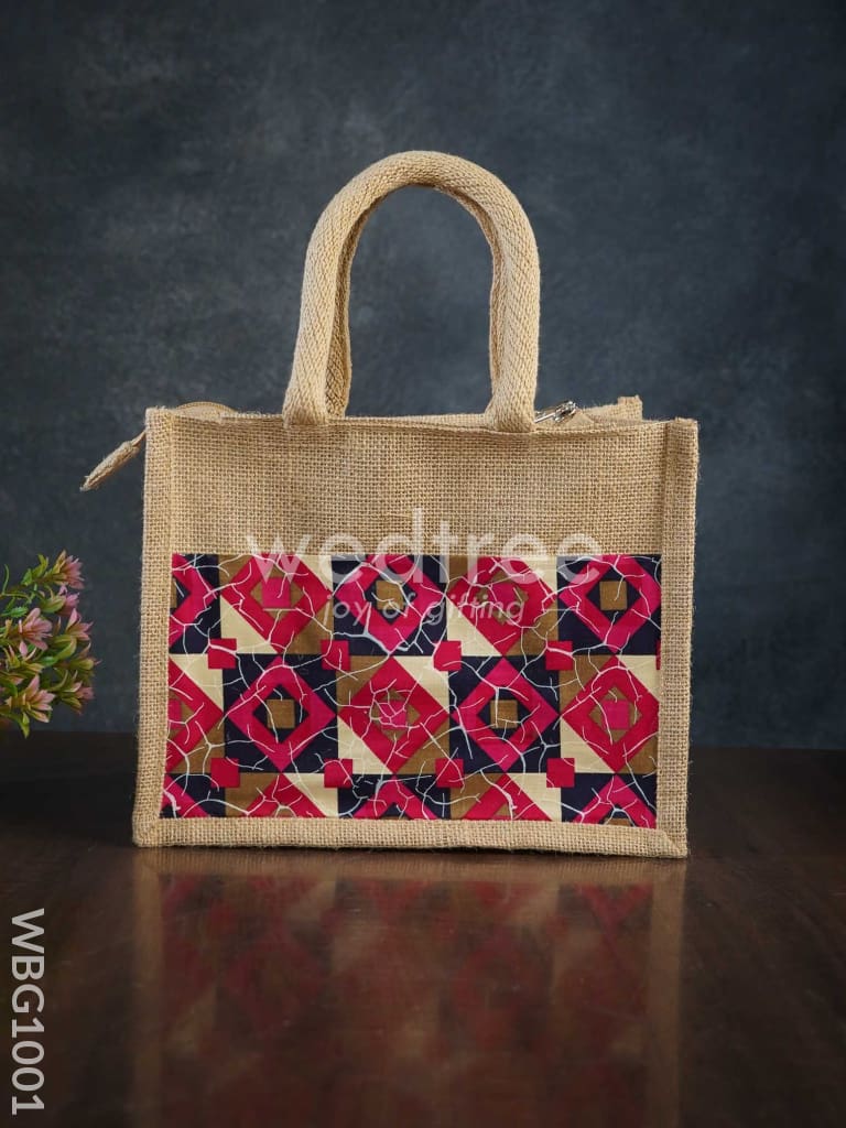 Jute Lunch Bag with Printed Fabric - WBG1001