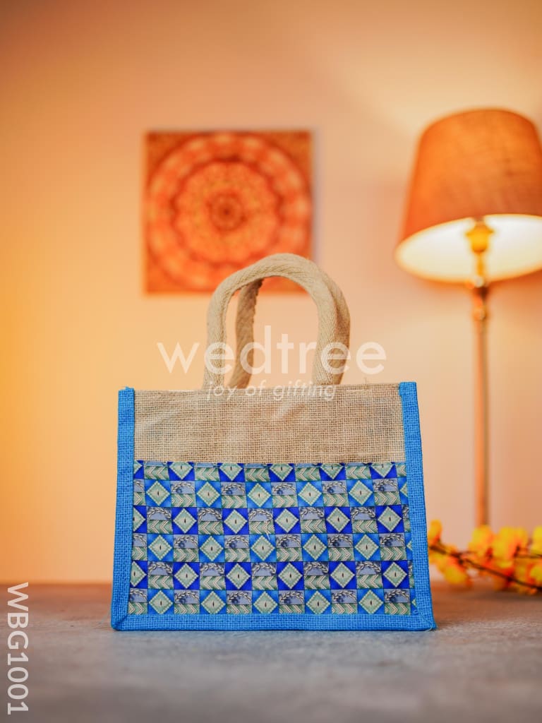 Jute Lunch Bag with Printed Fabric - WBG1001