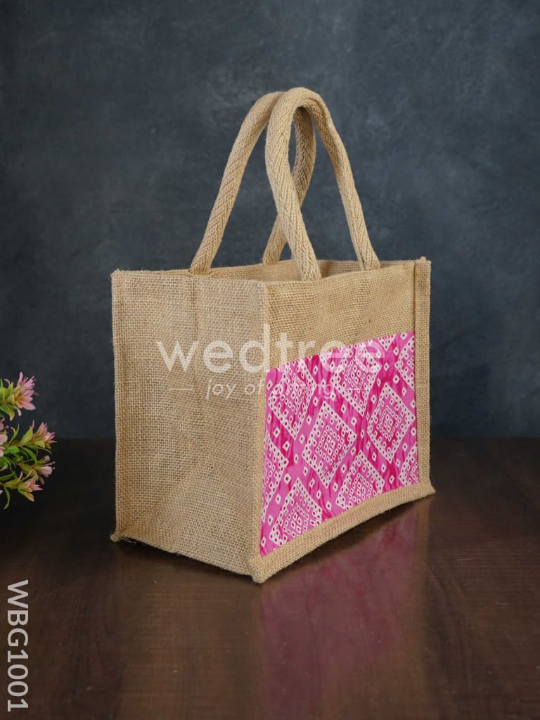 Jute Lunch Bag with Printed Fabric - WBG1001