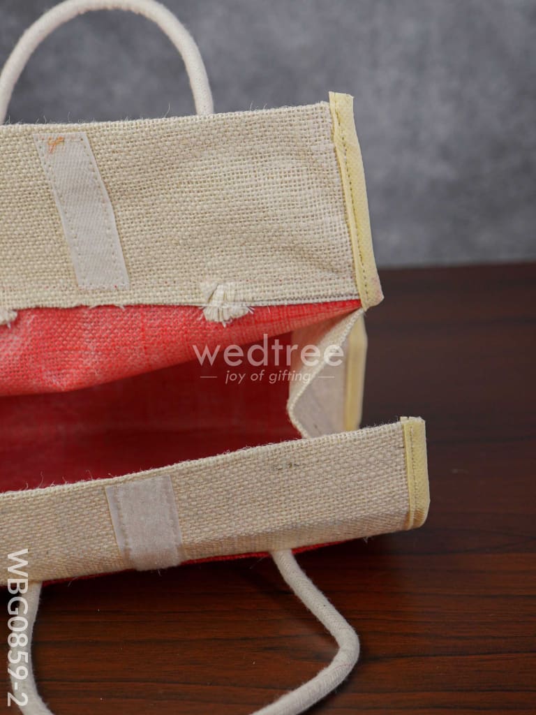 Jute Lunch Bag with Rangoli Print - WBG0859-2