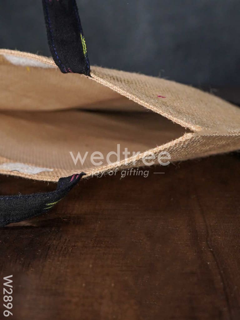Jute Shopping Bag with Ikkat Fabric - W2896