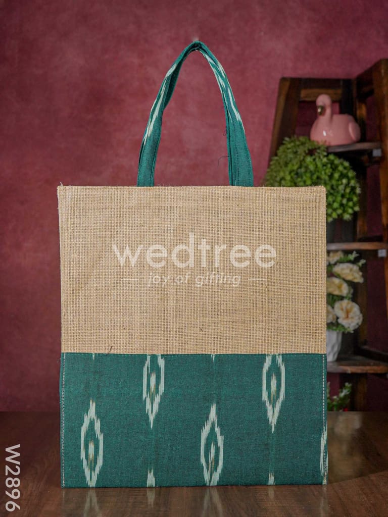 Jute Shopping Bag with Ikkat Fabric - W2896
