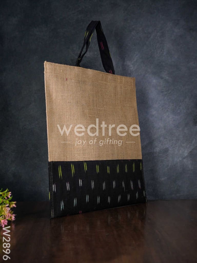 Jute Shopping Bag with Ikkat Fabric - W2896