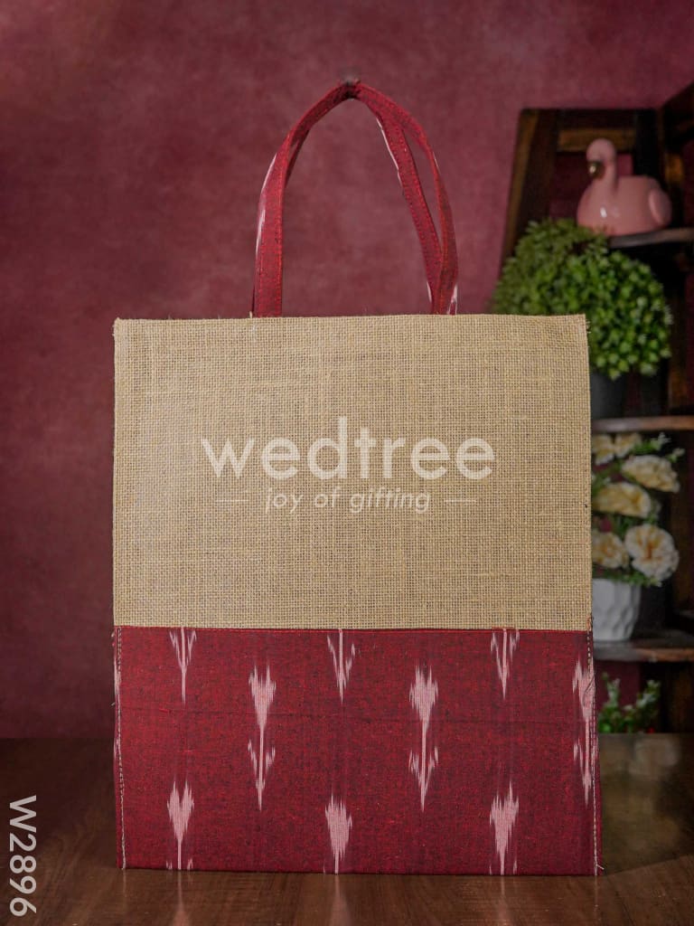 Jute Shopping Bag with Ikkat Fabric - W2896